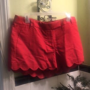 J. Crew red scalloped shorts